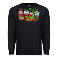 Black christmas santa claus coffee cups Premium Sweatshirt - OliviaCreatesArt