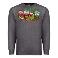 Charcoal Heather christmas santa claus coffee cups Premium Sweatshirt - OliviaCreatesArt
