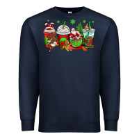 Navy christmas santa claus coffee cups Premium Sweatshirt - OliviaCreatesArt