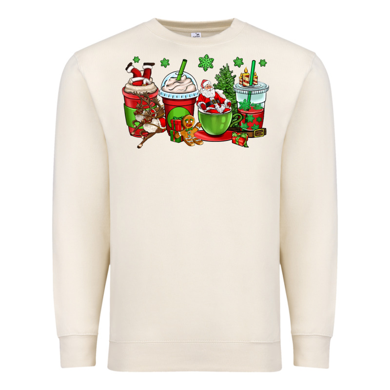 Christmas Santa Claus Coffee Cups Premium Sweatshirt by OliviaCreatesArt | Teevron