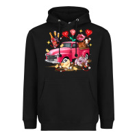 Black Valentine's Day Truck Farm Animals Heavyweight Hoodie - FaDigitalArtStudio