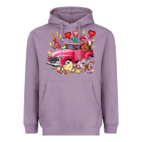 Lavender Valentine's Day Truck Farm Animals Heavyweight Hoodie - FaDigitalArtStudio
