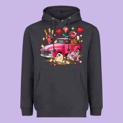 Valentine's Day Truck Farm Animals Heavyweight Hoodie Designed By Fadigitalartstudio