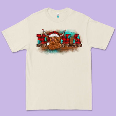 Christmas Nana Highland Cow Premium Tee Designed By Barkaloodesign