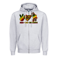 Heather Grey peace love juneteenth Zipper Hoodie - CowGirlArtShop