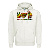 Oatmeal Heather peace love juneteenth Zipper Hoodie - CowGirlArtShop