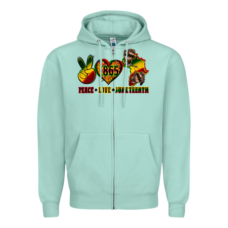 Peace Love Juneteenth Zipper Hoodie by CowGirlArtShop | Teevron