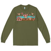 Army Green floral chihuahua dogs Long Sleeve Tee - Jasminsmagicworld