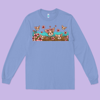 Floral Chihuahua Dogs Long Sleeve Tee Designed By Jasminsmagicworld