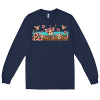 Navy floral chihuahua dogs Long Sleeve Tee - Jasminsmagicworld