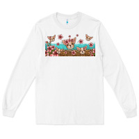 White floral chihuahua dogs Long Sleeve Tee - Jasminsmagicworld