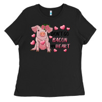 Black Valentine's Day Don't Go Bacon My Heart Ladies Tee - RanaPortraitStore