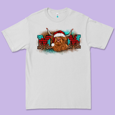 Christmas Mom Highland Cow Premium Tee Designed By Barkaloodesign