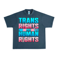 Midnight Navy Trans Rights Are Human Rights Urban Heavy Tee - BundleAndBundleShop