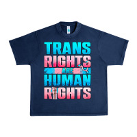 Navy Trans Rights Are Human Rights Urban Heavy Tee - BundleAndBundleShop