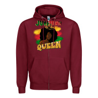 Burgundy juneteenth queen black woman afro queen Zipper Hoodie - CowGirlArtShop