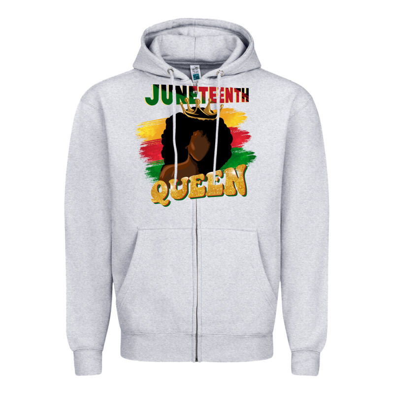 Juneteenth Queen Black Woman Afro Queen Zipper Hoodie by CowGirlArtShop | Teevron