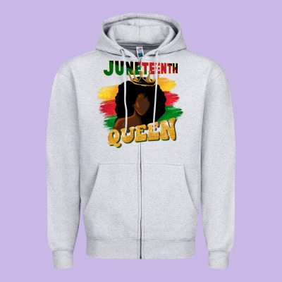 Juneteenth Queen Black Woman Afro Queen Zipper Hoodie Designed By Cowgirlartshop