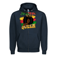 Navy juneteenth queen black woman afro queen Zipper Hoodie - CowGirlArtShop