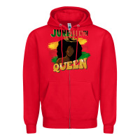 Red juneteenth queen black woman afro queen Zipper Hoodie - CowGirlArtShop