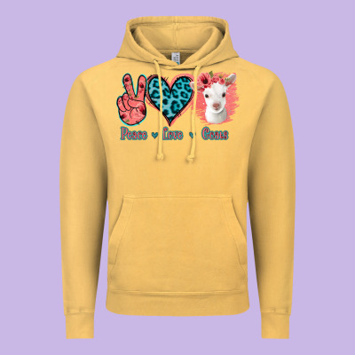 Peace Love Goats Vintage Hoodie Designed By Jasminsmagicworld