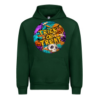 Forest Green Trick Or Treat Hallowen Round Urban Hoodie - LillyAllenDesigns