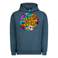 Pigment Midnight Navy Trick Or Treat Hallowen Round Urban Hoodie - LillyAllenDesigns