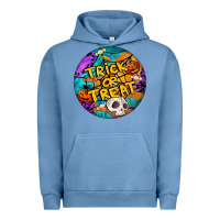 Pigment Pebble Blue Trick Or Treat Hallowen Round Urban Hoodie - LillyAllenDesigns