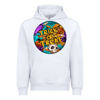 White Trick Or Treat Hallowen Round Urban Hoodie - LillyAllenDesigns