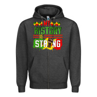 Charcoal Heather my history is strong Zipper Hoodie - CowGirlArtShop