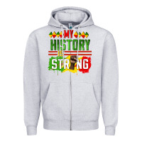 Heather Grey my history is strong Zipper Hoodie - CowGirlArtShop