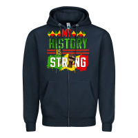 Navy my history is strong Zipper Hoodie - CowGirlArtShop