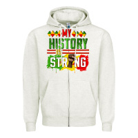 Oatmeal Heather my history is strong Zipper Hoodie - CowGirlArtShop