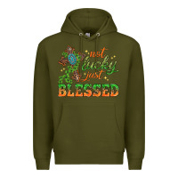 Army Green Not lucky just Blessed with Cross St. Patricks day Premium Hoodie - HowdyJamesFarm