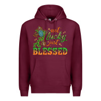 Burgundy Not lucky just Blessed with Cross St. Patricks day Premium Hoodie - HowdyJamesFarm
