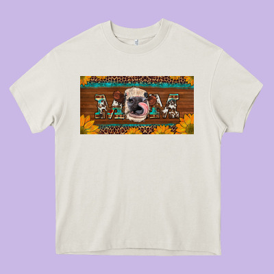 Western Heifer Mom With Sunflowers And Turquoise License Plate Heavy Core Tee Designed By Artiststas