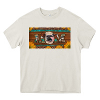 Cream western heifer mom with sunflowers and turquoise license plate Heavy Core Tee - Artiststas