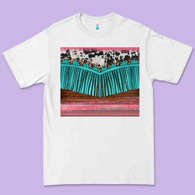 Western Fringe Cowhide Leopard Premium Tee Designed By Barkaloodesign