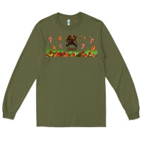 Army Green christmas mama messy bun Long Sleeve Tee - Jasminsmagicworld