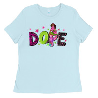 Baby Blue dope with afro black woman Ladies Tee - NancyCooperArtShop