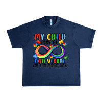 Navy my child may be non verbal but this mama ain's Urban Heavy Tee - JahusDesignShop