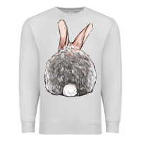 Dove Grey Easter bunny back view Premium Sweatshirt - OliviaCreatesArt