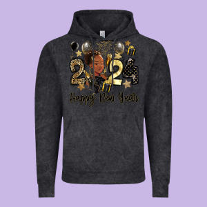 2024 Happy New Year Black Woman Vintage Hoodie Designed By Maliassmallbusiness