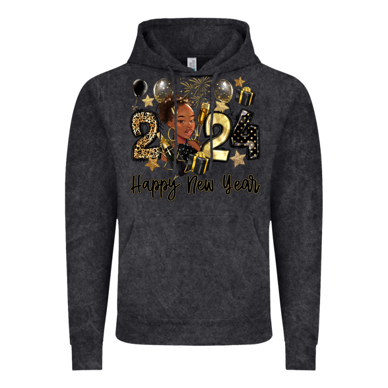2024 Happy New Year Black Woman Vintage Hoodie by MaliasSmallBusiness | Teevron