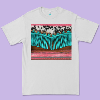 Western Fringe Cowhide Leopard Premium Tee Designed By Barkaloodesign