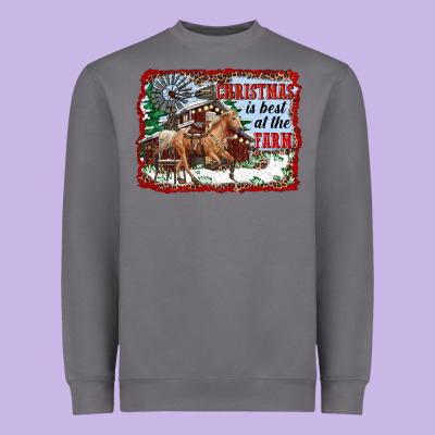 Christmas Is Best At The Farm Heavyweight Sweatshirt Designed By Ranaportraitstore