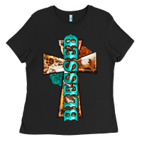 Black blessed cross Ladies Tee - BarkalooDesign