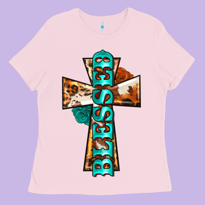 Blessed Cross Ladies Tee Designed By Barkaloodesign