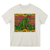 Cream sunflowers turquoise serape cactus tumbler Heavy Core Tee - Artiststas