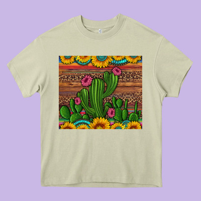 Sunflowers Turquoise Serape Cactus Tumbler Heavy Core Tee Designed By Artiststas